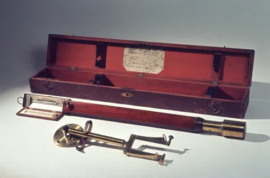 Marine Barometer with Wall Support and Gimbals, in Wooden Case with Instructions, c.1820